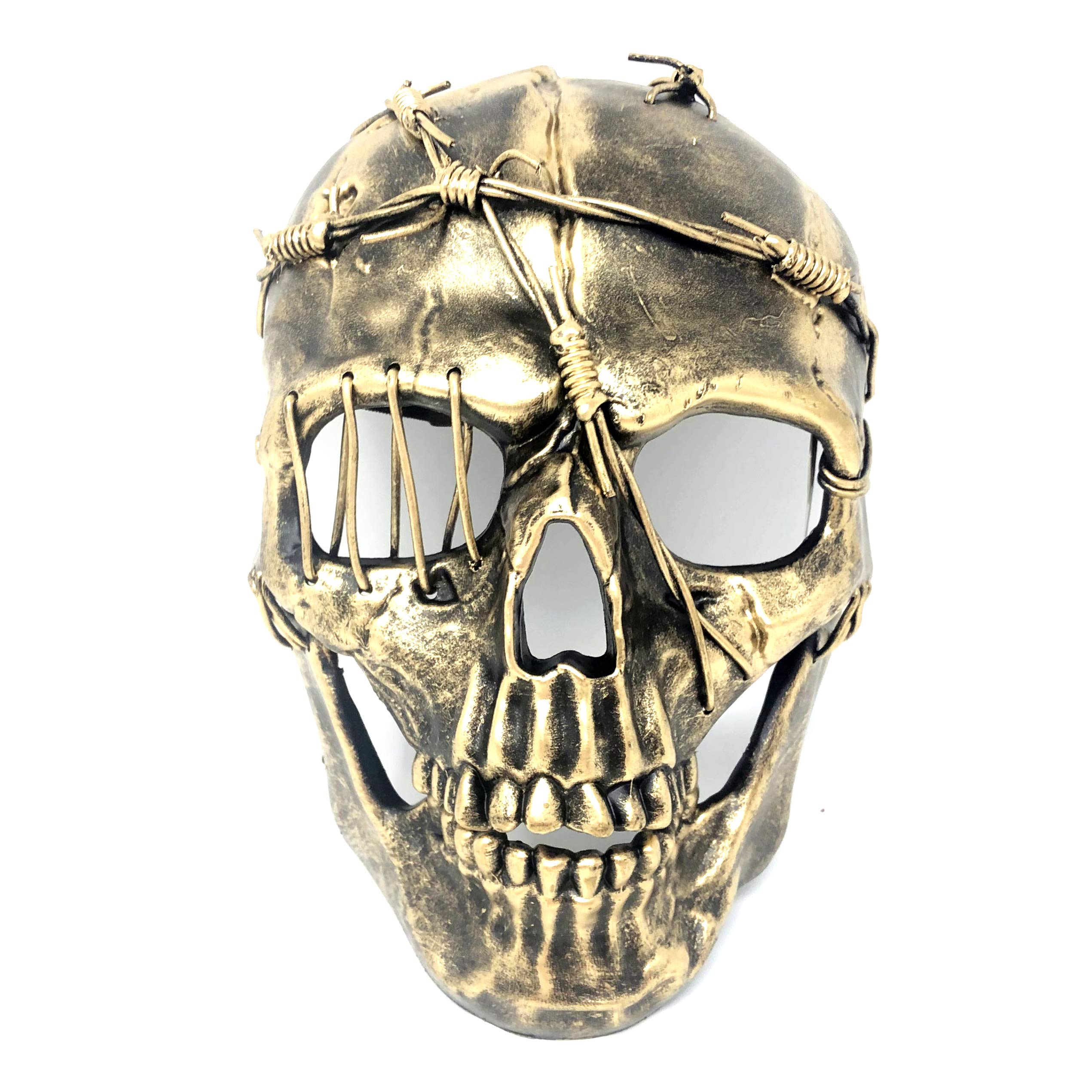 STORM BUY ] Steampunk Style Metallic Scary Horror Skeleton Mask for Halloween Costume Cosplay Party (Gold)