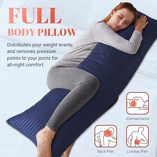 Miniatura 4 de Cosybay Navy Blue Full Body Pillow Insert - Fluffy Long Bed Pillow for Adults - Firm Large Body Pillow for Side and Back Sleepers - 20x54 Inch(Navy