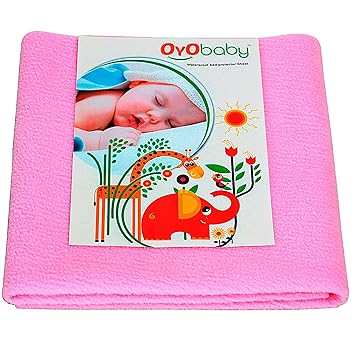 OYO BABY - Baby Dry Sheet for new born babies | Infant Waterproof bed protector Sheet for Baby | Mattress Pads (Small - (70cm X 50cm), Princess Pink) - image, photos