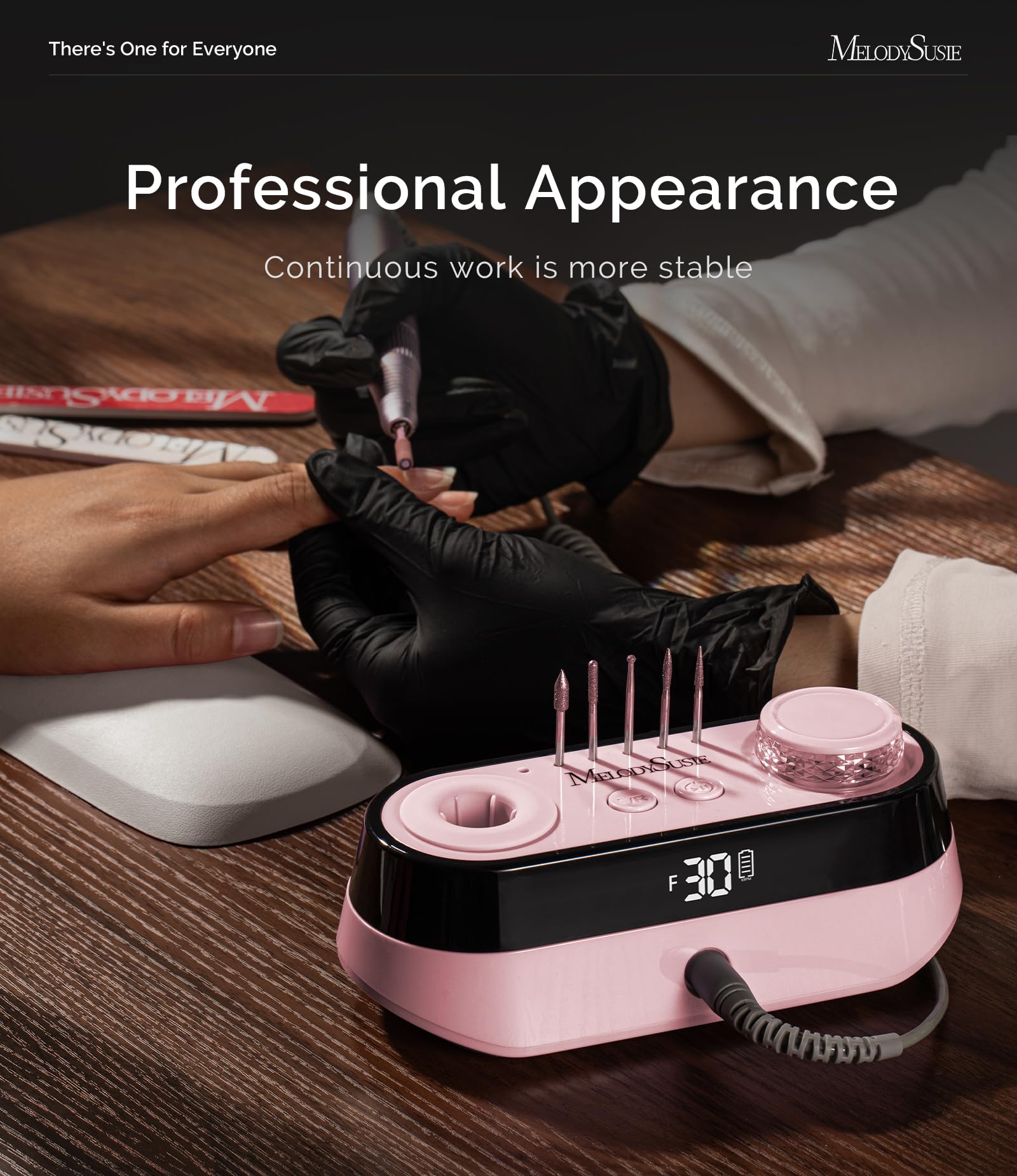 MelodySusie Professioneller Tisch-Nagelfräser SC320A für Nageldesigner | 30.000 U/min, Wiederaufladbar, LED-Anzeige, Aufsatzhaltern, zum Nageldesign & Gel-Entfernung, für Salon