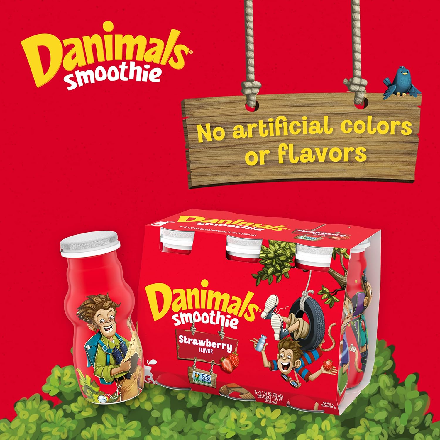 Danimals Smoothies Strawberry Explosion & Banana Split, 3.1 Oz, 12 Pack