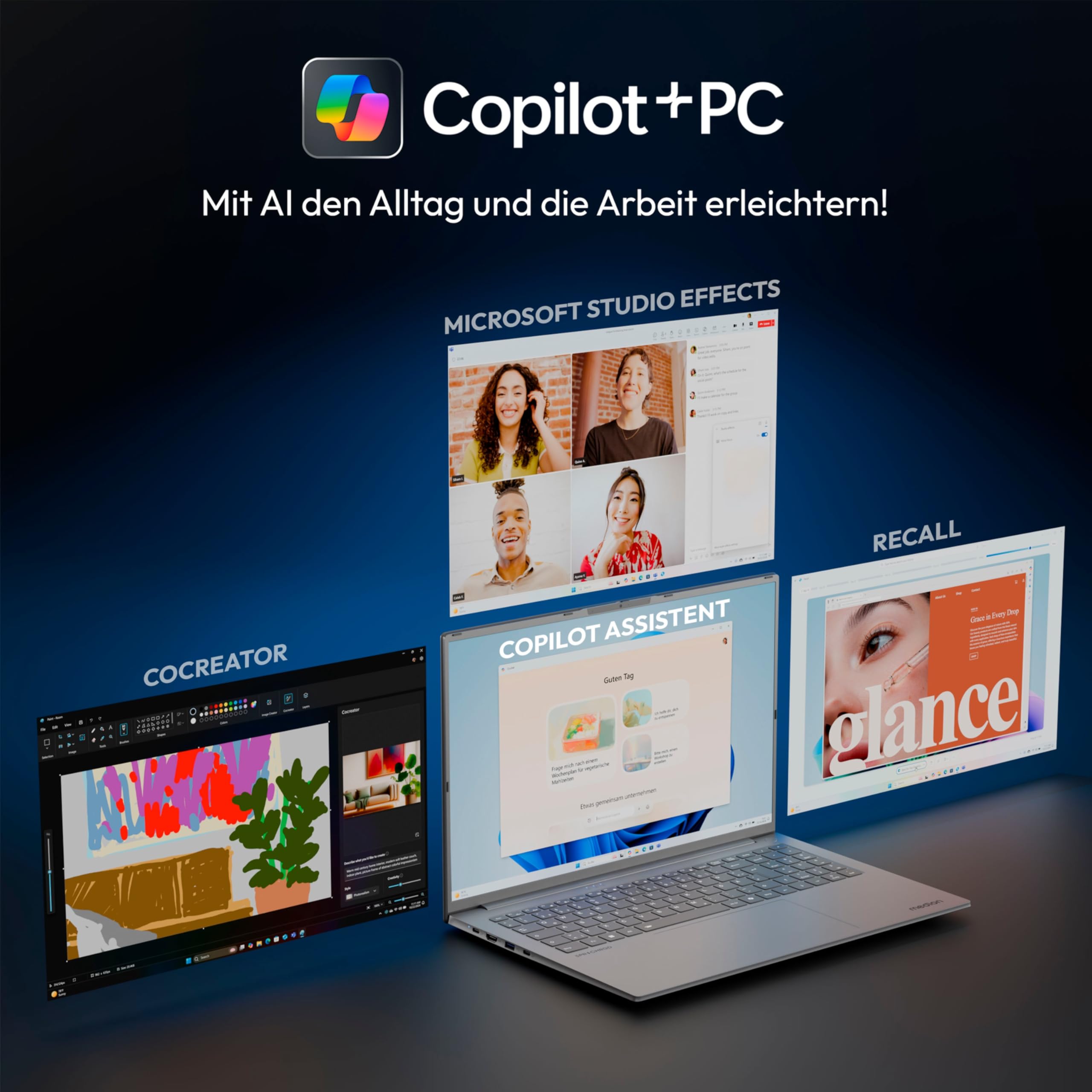 MEDION SPRCHRGD 16 S1 40,6 cm (16" Zoll 120Hz 2.8K OLED) Laptop (Copilot+ PC, Core Ultra 5 228V, 32GB DDR5 RAM, 512GB SSD, Windows 11 Home)
