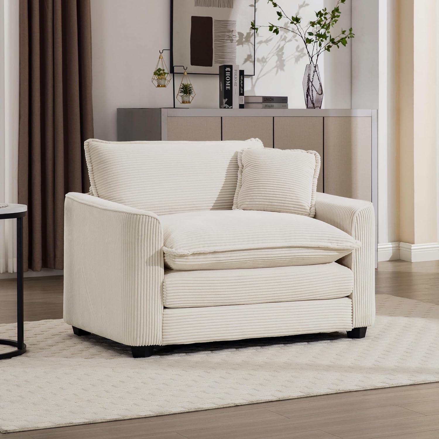 Eafurn 45.25" Oversized Accent Chair, Comfy Chenille Cloud Sofa Chair with Double Layers Seat Cushions, Modern Extra Wide Armchair Reading Chairs for Bedroom, Living Room