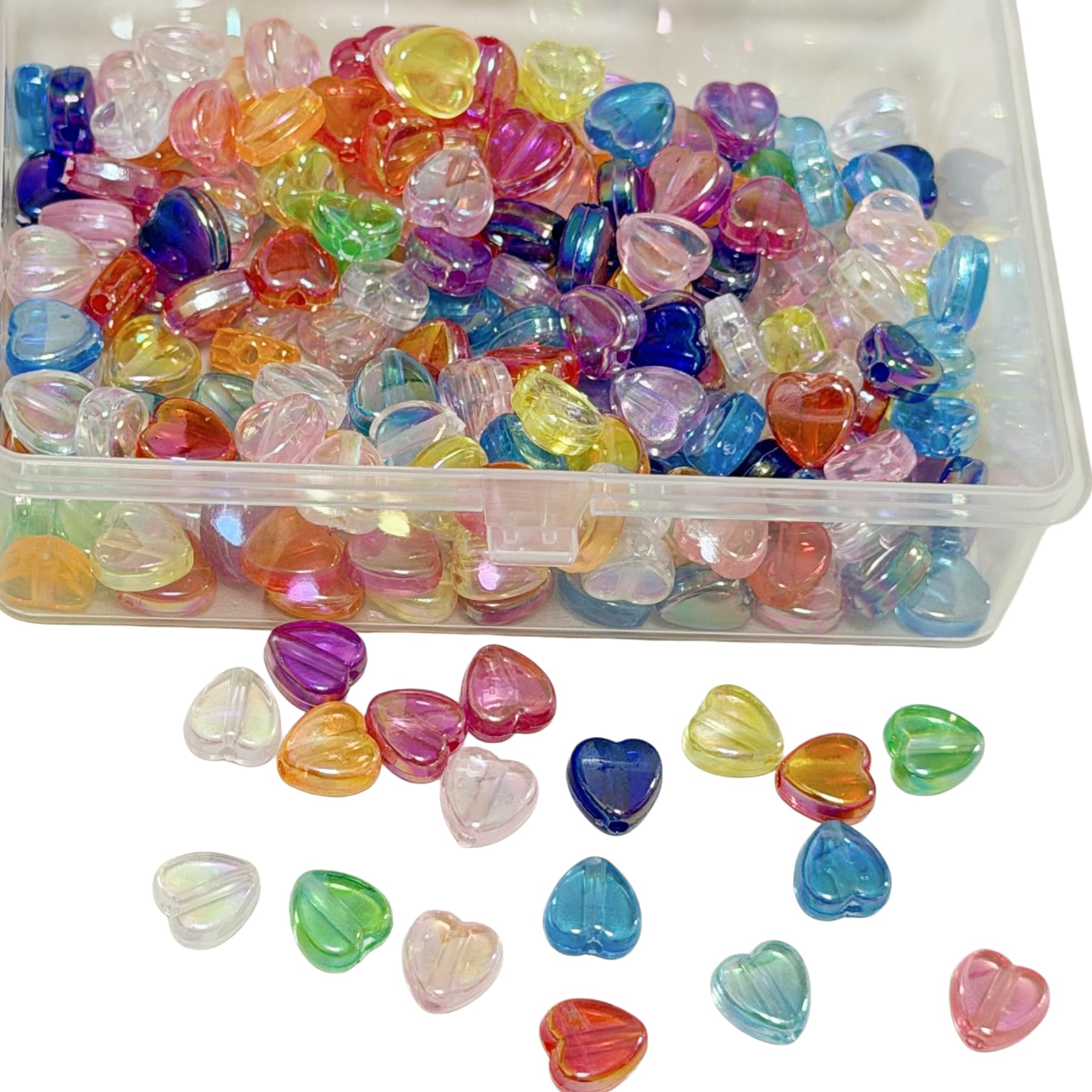 Fiozroor 200pcs 9 * 8MM Acrylic Colored Heart Shape Beads