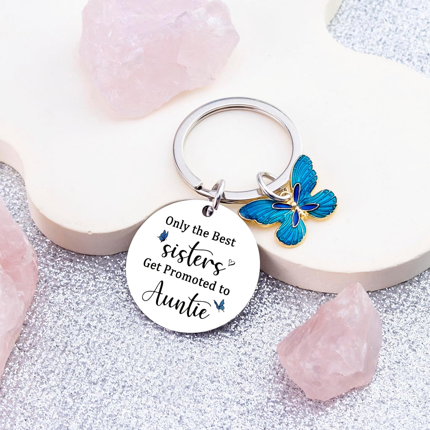 Promoted To Aunt New Auntie Gifts Pregnancy Announcement For Aunt Keychain image 3