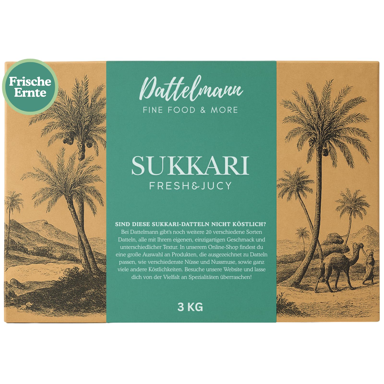 DATTELMANN® Sukkari Datteln entsteint 3KG – 100% Natürlich & Extrazart – Ideal für Energy Balls, Riegel, Smoothies