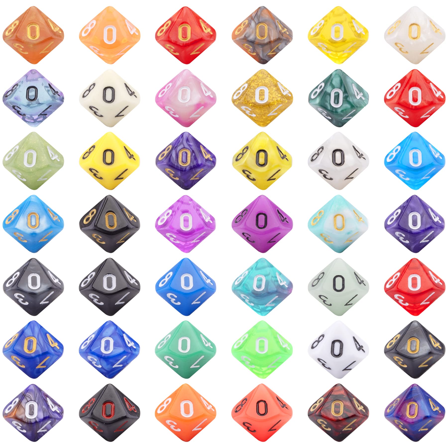 Bescon Lot De 10 Dés Polyédriques D% (00-90), 10 Pièces Assorties Aléatoires Multi-effets Et Colorés, Lot De D% Dans Une Pochette à Cordon