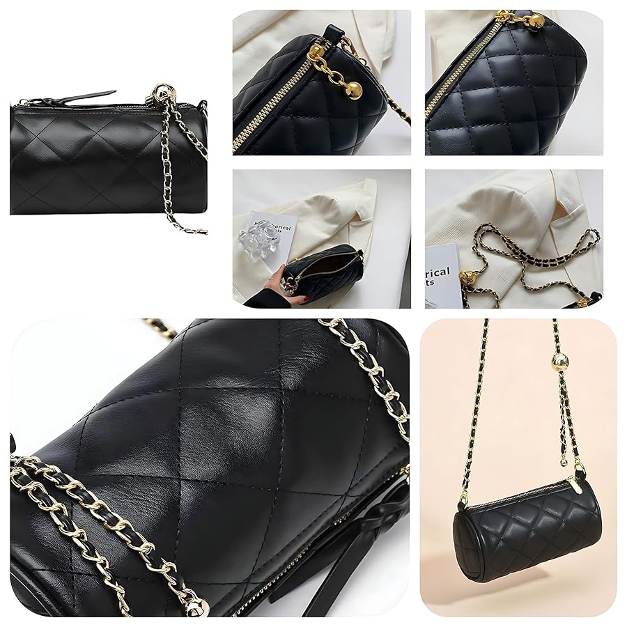 FONETTOS Barrel Bag Womens Cylinder Purse Crossbody Handbags