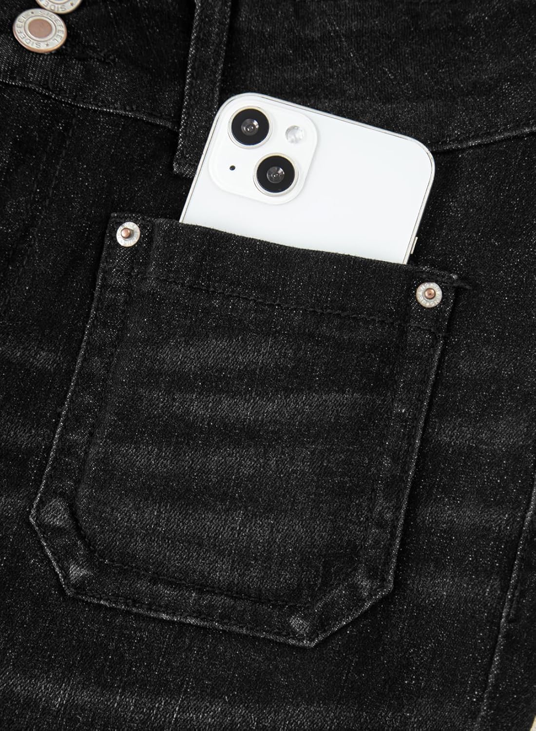 Sidefeel Women's Flare Jeans High Waisted Wide Leg Stretchy Bell Bottom Front Pockets Denim Pants - Image 6