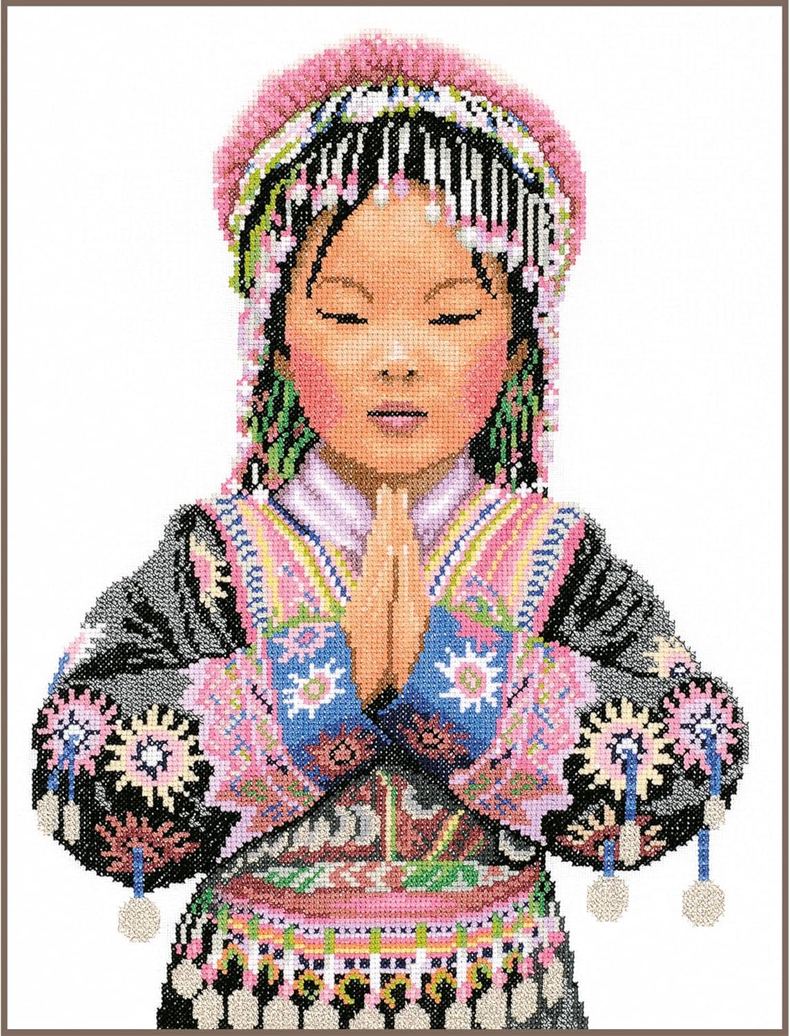 Lanarte Counted Point Kit Girl of a Thai Tribe, White, Approx. 29 x 39 cm