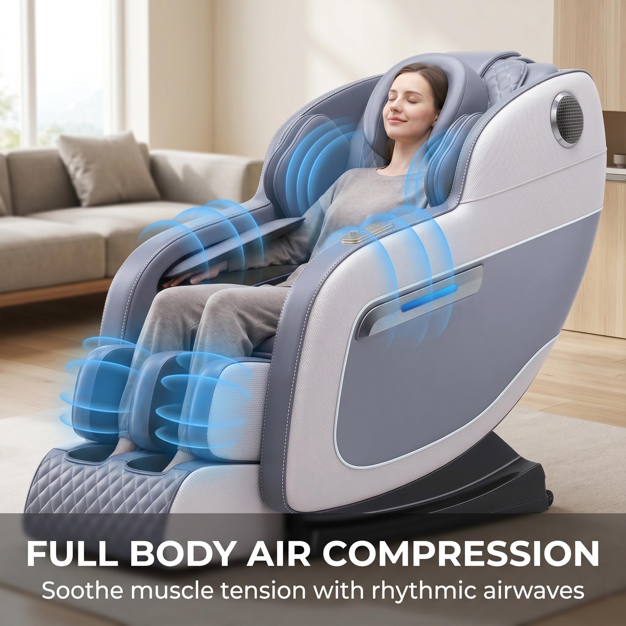 Sillón de Masaje Gravedad Cero con Pantalla LCD y Rodillos para Pies - Sillón Relax Shiatsu Integrado con Reposacabezas en U(Noir)