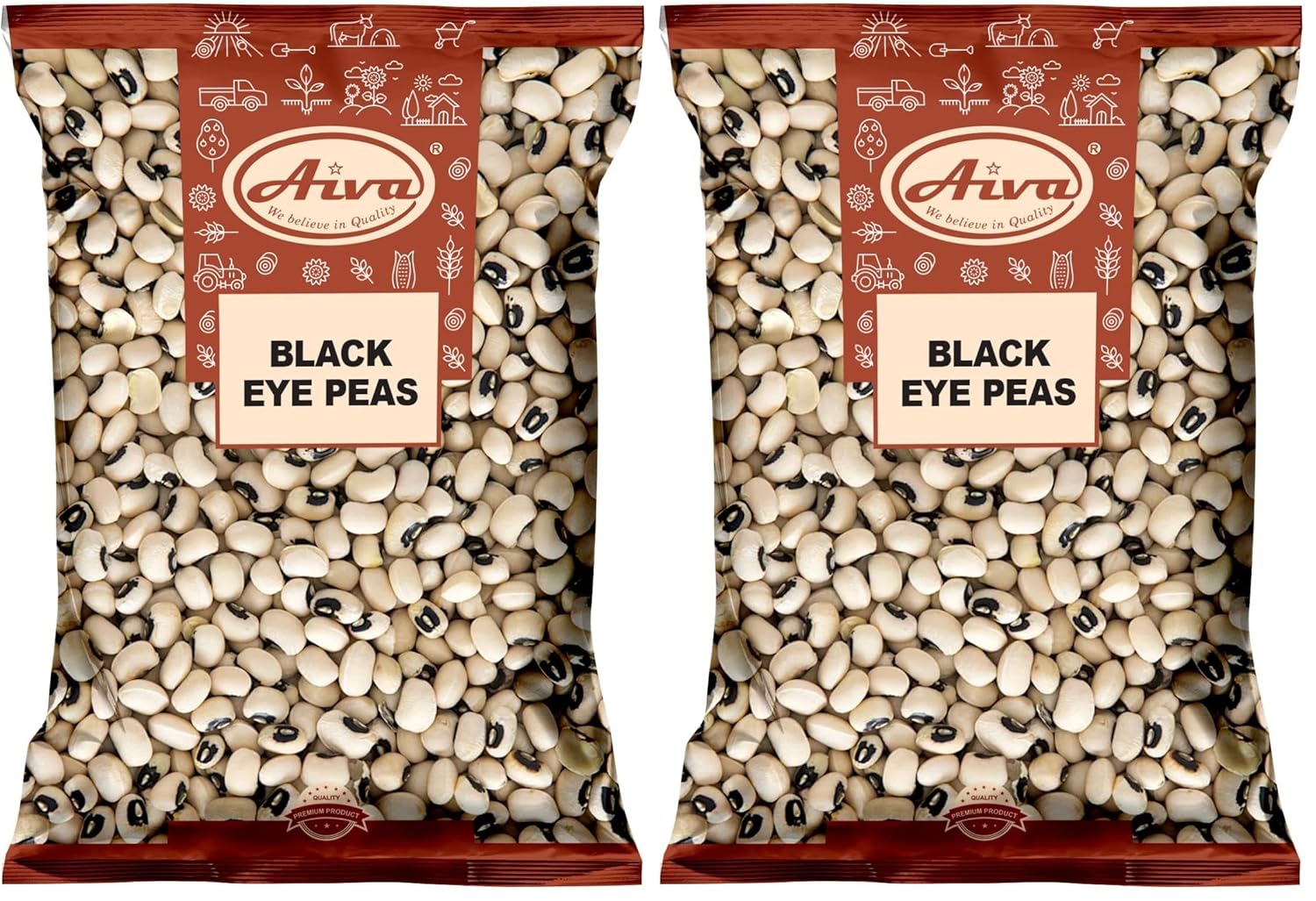 Aiva Black Eye Peas (Lobiya or Choula) 4 LB bulk Cowpeas – Premium Dried Beans for Soups, Salads, and Curries (Pack of 2)