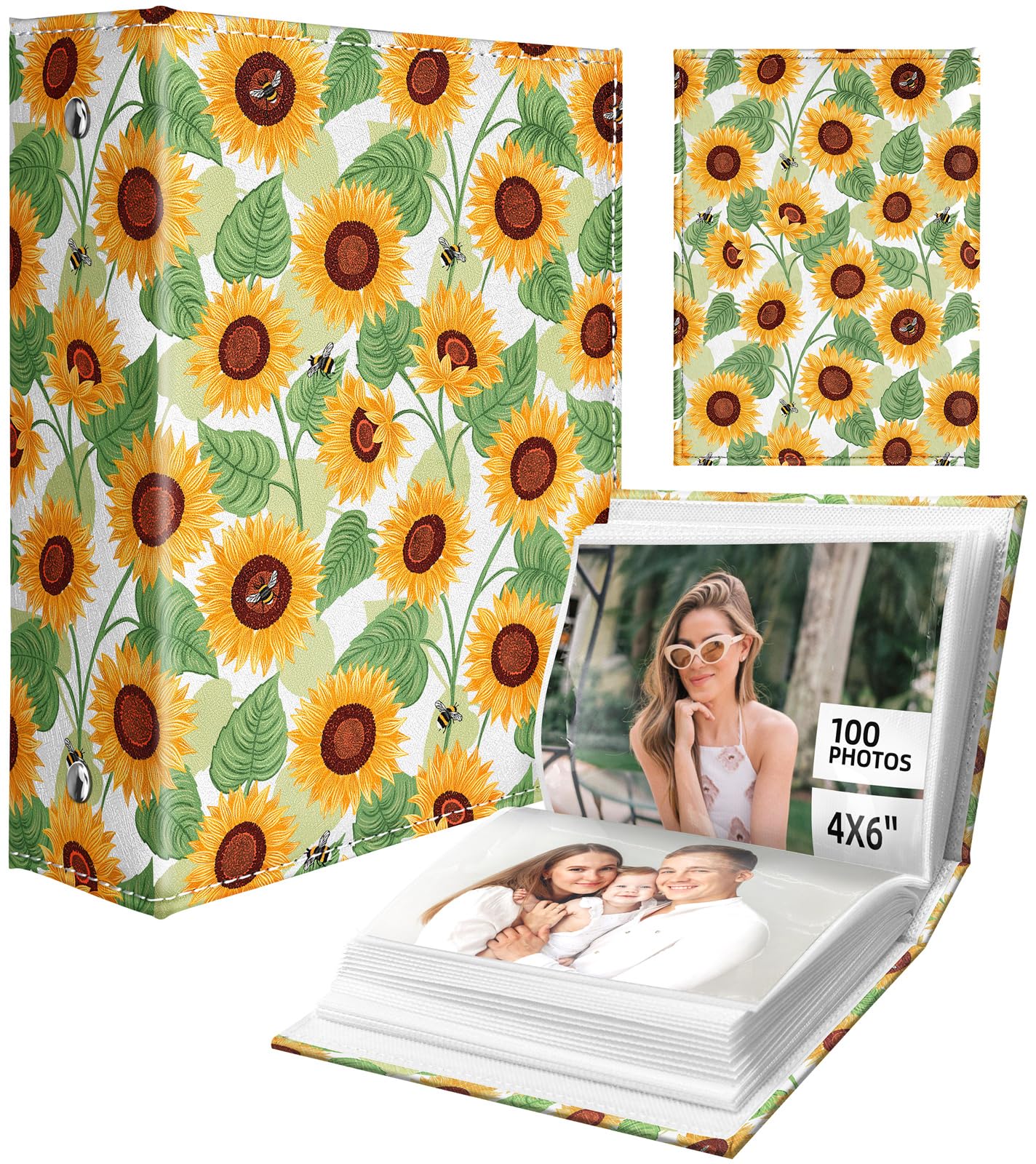 Slohif Skórzany album na zdjęcia 10 x 15 cm, mała książka pamiątkowa, dla rodziny, na ślub, kartki pocztowe, 100 kieszeni, spersonalizowana książka fotograficzna dla par, zaręczyny, podróż, wakacje