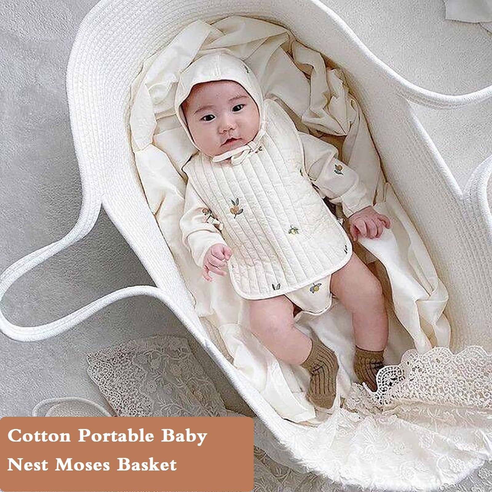 Bebé Moisés Canasta Portátil Bebé Cama Handheld Moisés Cesta de Algodón Cuerda para Bebé Cama Carrera Llevar Bebé Cambiando Mesa Bebé Bebe para El Bebé para El Coche de Viaje Al