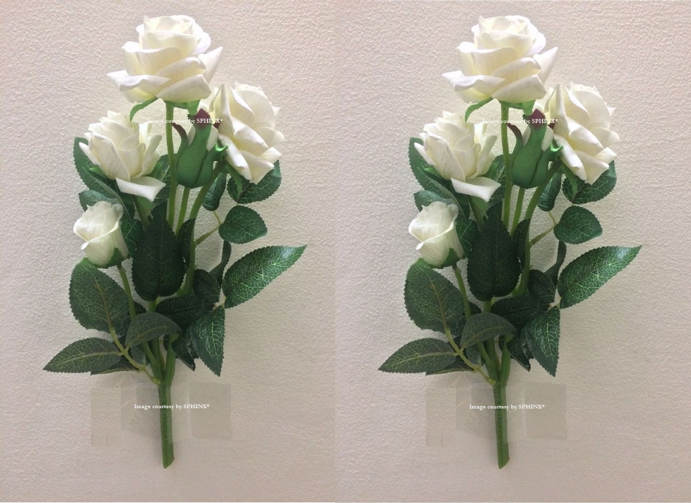 SPHINX® Artificial Roses Bunch for floral arrangements/decoration/Gifting - (2, White)