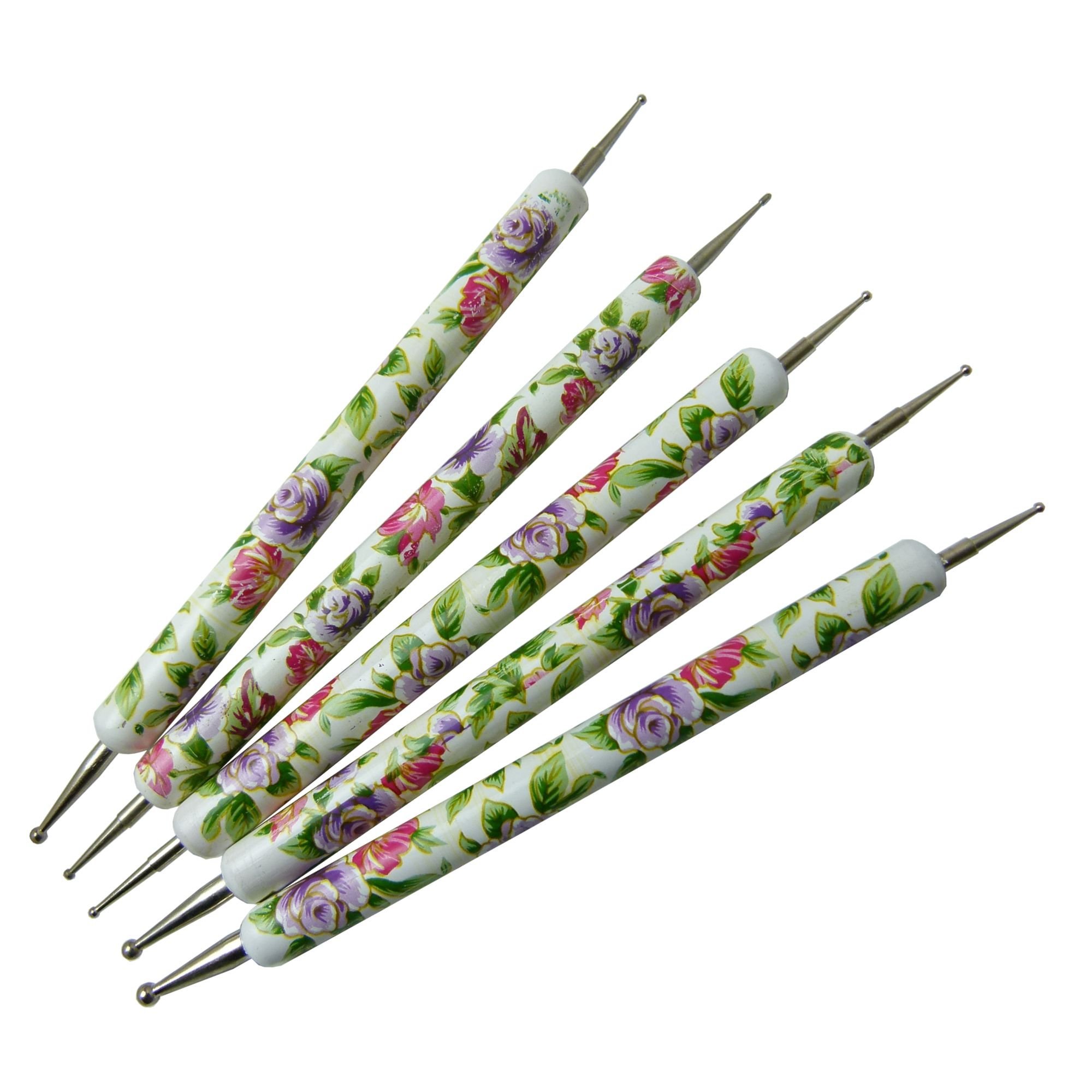 GS-Nails 5 x Doppel Spot Swirl Dotting Tool Marmorierwerkzeug Blumenmuster