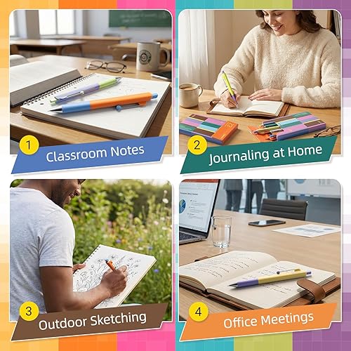 Miniatura 5 de Bolígrafos de gel, 5 bolígrafos de tinta negra de 0.020 in, bolígrafos retráctiles de secado rápido con barril en forma de diamante, bolígrafos de