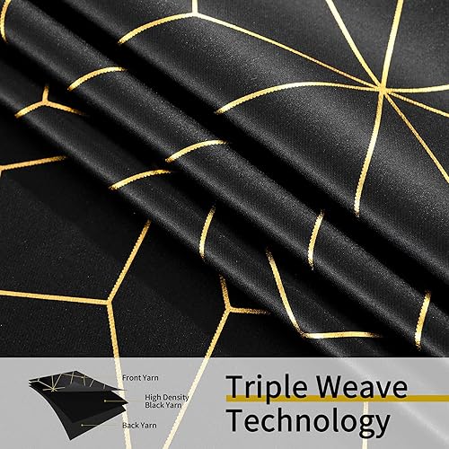 Miniatura 3 de Beauoop Cortinas 100% opacas de 54 pulgadas de largo para dormitorio, sala de estar, cortinas con patrón dorado marroquí, con aislamiento térmico y