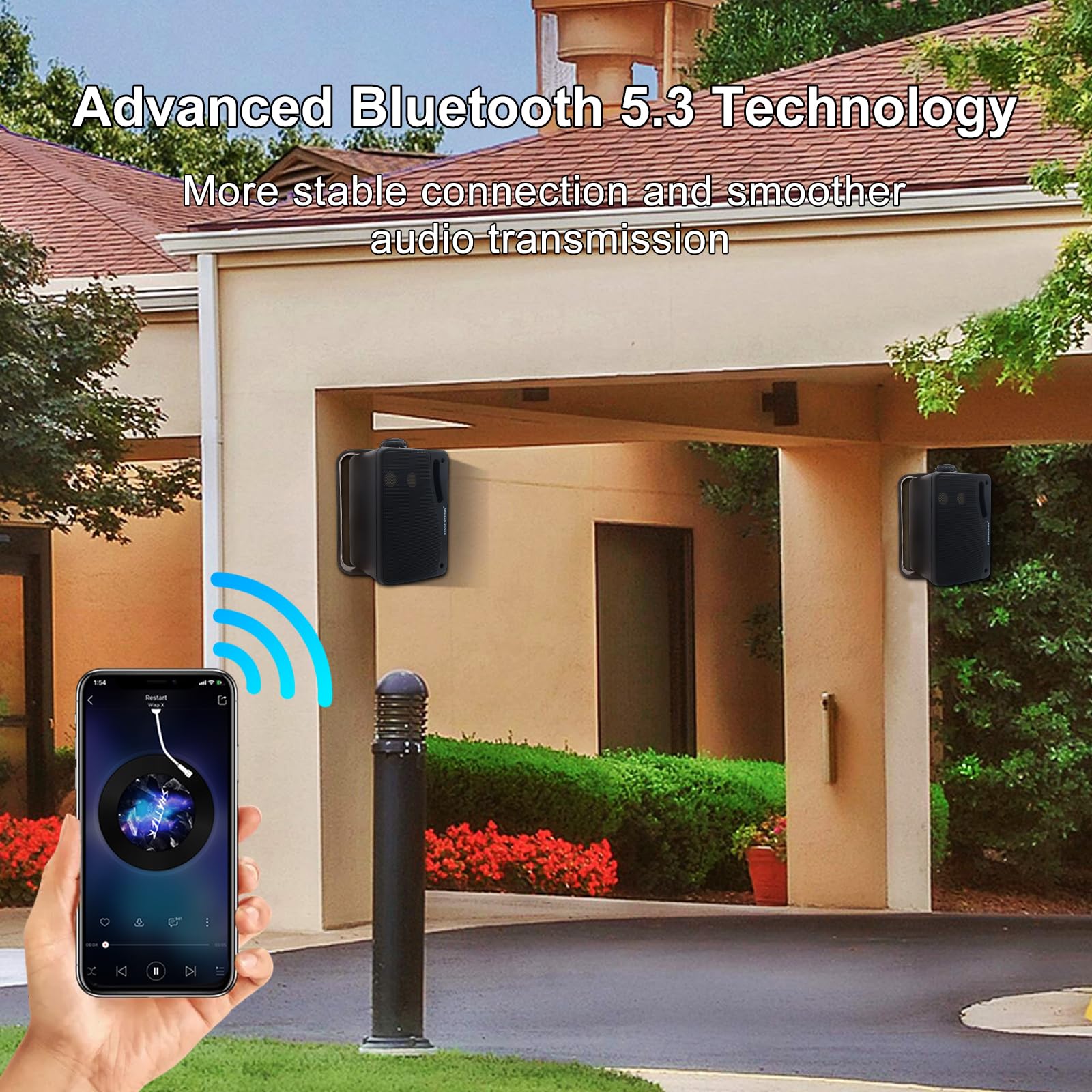 STUDIOFINIX Altoparlanti Bluetooth da 3,5 pollici a 3 vie 200W, altoparlanti marini impermeabili con montaggio a parete, griglia resistente, perfetti per casa, barca, patio (nero)