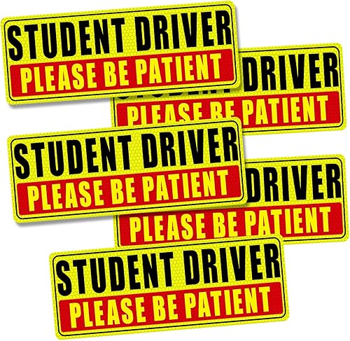 Sukh 5 imanes de conductor para estudiante para automóvil, imán de paciente, estudiante y conductor, para niños y niñas, etiqueta adhesiva de