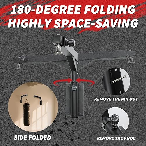 Miniatura 4 de Soporte de pared para bolsa de boxeo, tubo cuadrado, longitud y altura ajustables resistentes para boxeo, taekwondo, bolsas de Muay Thai, para