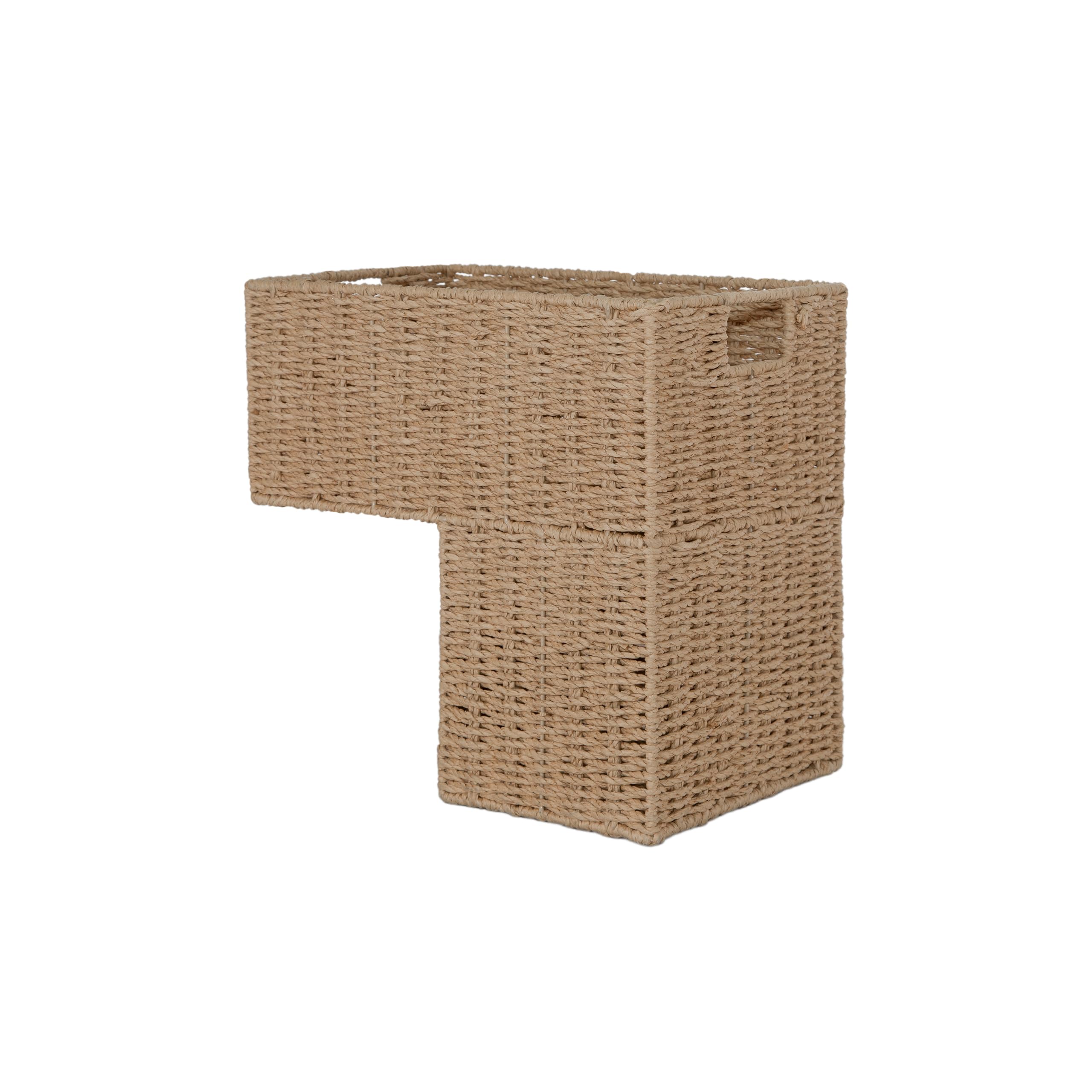 Wickerfield Paper Rope Stair Basket, L-Shape Wicker Basket, Step Storage Baskets, Bin for Laundry, Household Items, Toys, Nursery Room (Paper Rope)
