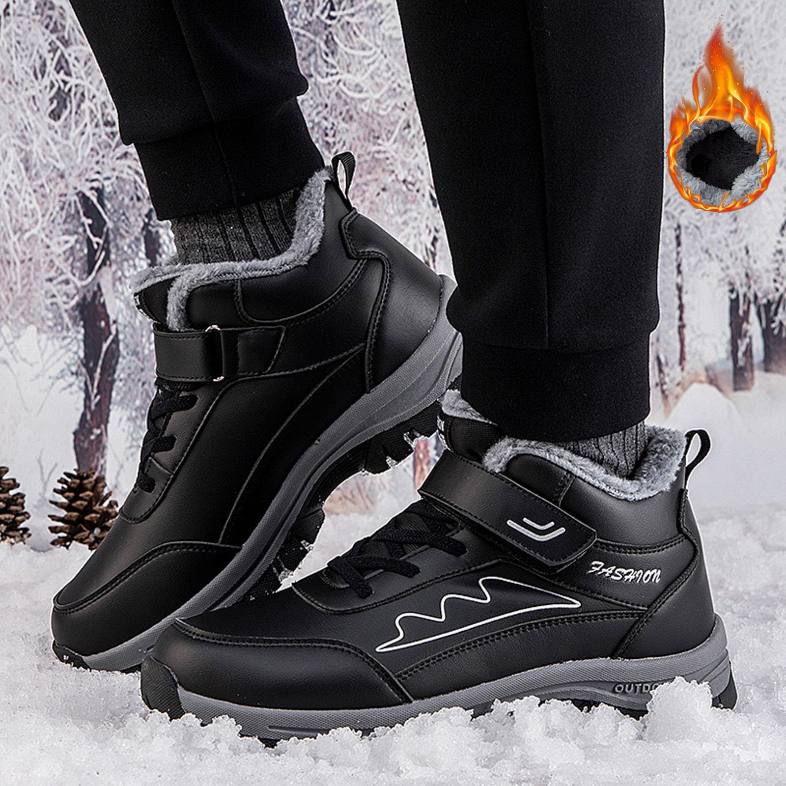 Stivali Neve Bambino 2026 da Donna Invernali Stile Coppia Scarpe Casual con Gancio Anello Comode e Alla Moda Semplici Ispessite Boots Uomo Pelo