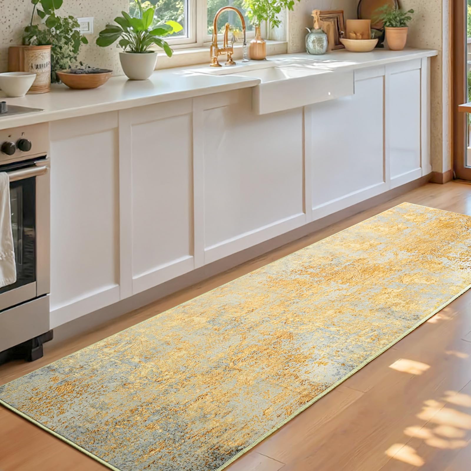 2x6 Rug Runners for Hallways Kitchen Runner Rug Non Slip Washable Long Runner Rugs with Rubber Backing Soft Abstract Carpet Runner for Hallways,