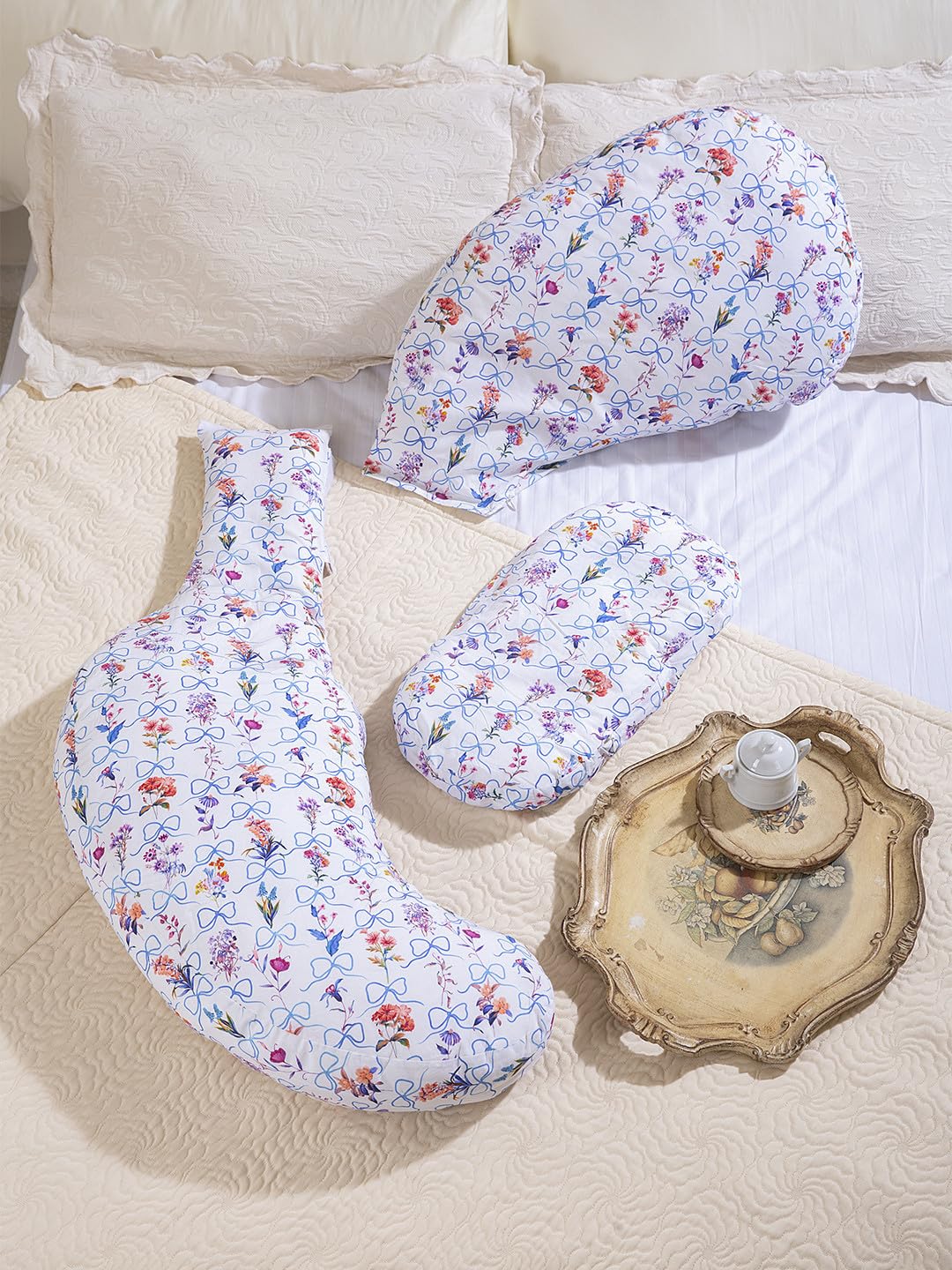 THE BABY TRUNK The Tiffany Bow Maternity Pillow | Full Body Support for Pregnancy & Nursing | Soft & Washable Cover 2