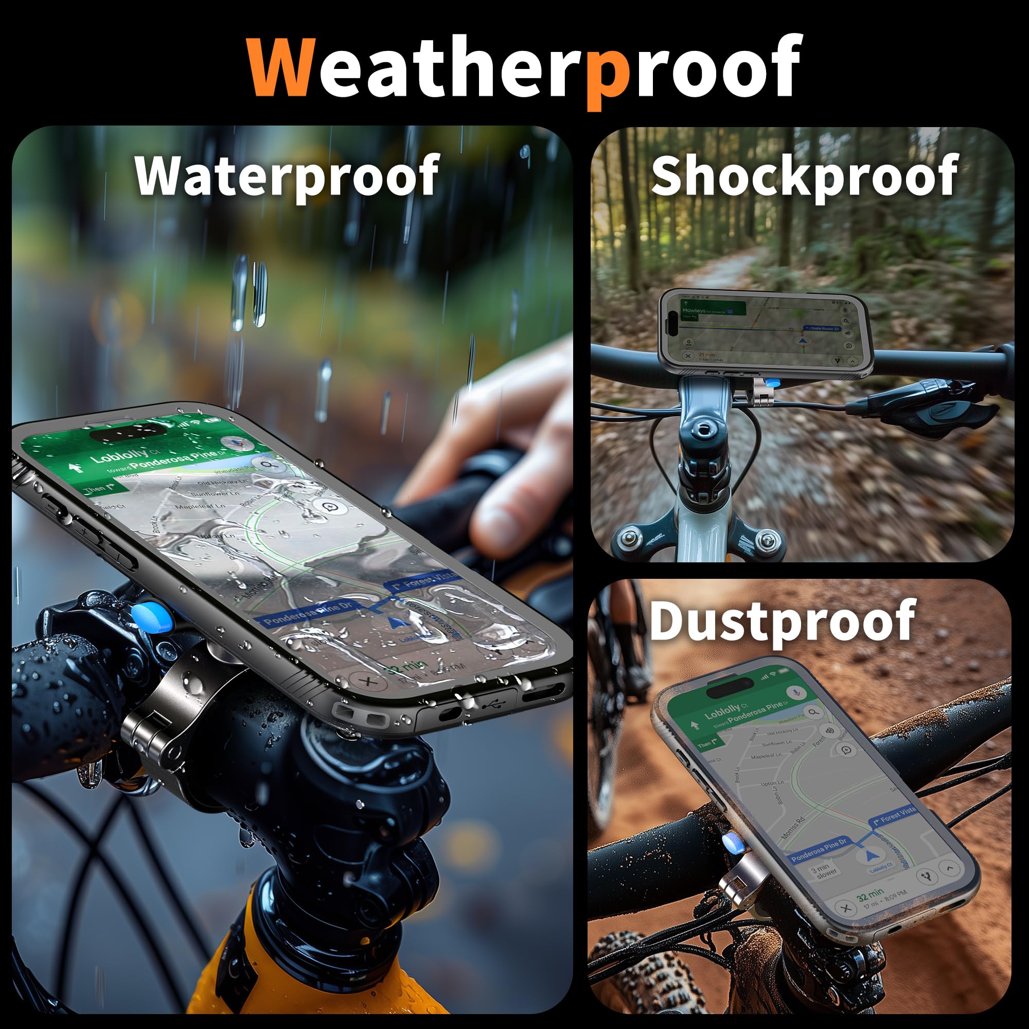 Cozycase Antykradzieżowe-Wodoszczelne-Szybkie Odblokowanie 1S do iPhone 16 Pro Uchwyt na Telefon do Roweru – Uchwyty Rowerowe na Kierownicę Motocykl Rower Szosowy Górski MTB Uchwyt