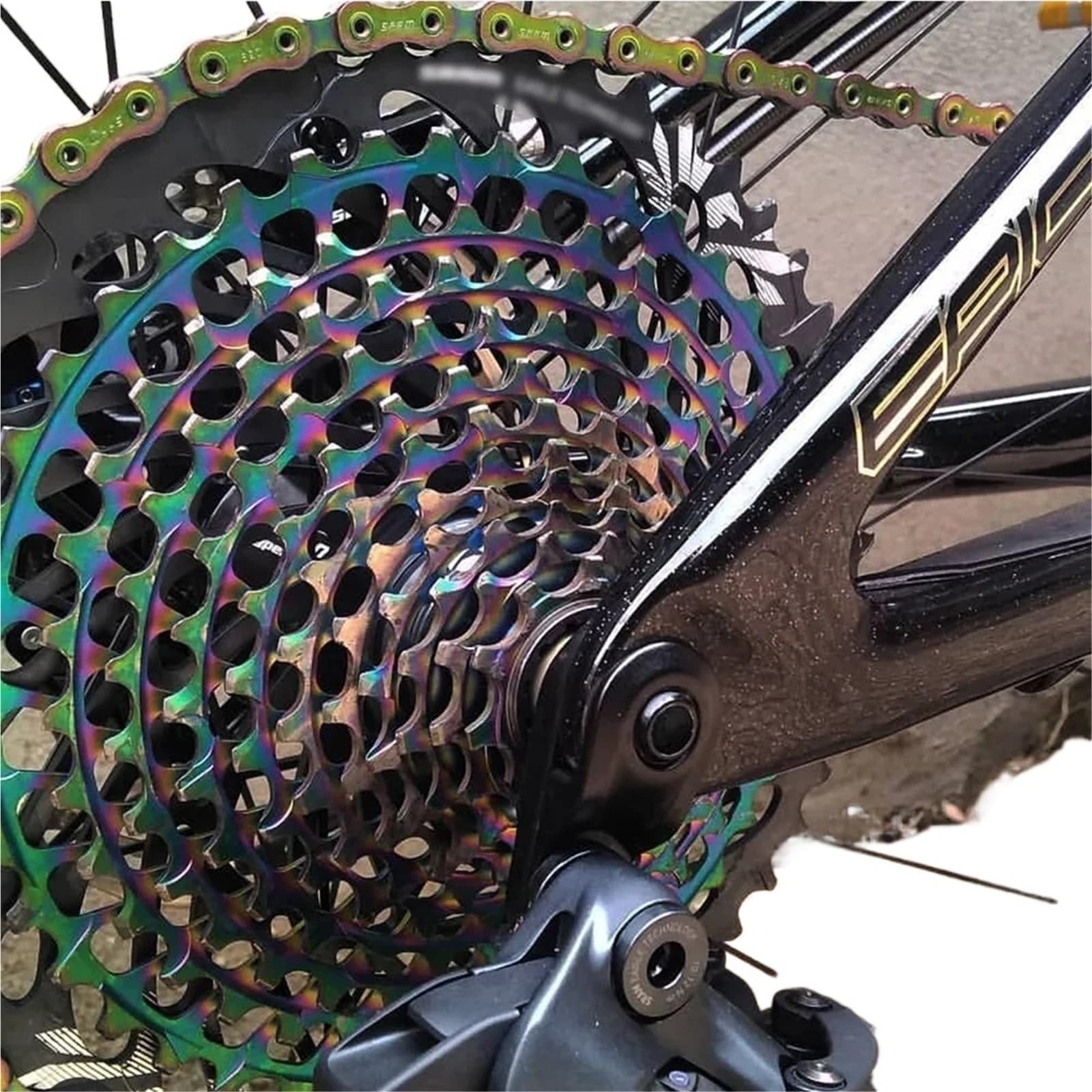 Compatible con Cassette MTB de 12 velocidades 11-50T Piñón de Volante de Bicicleta de montaña Duradero Ultraligero de Acero Completo arcoíris,Piezas