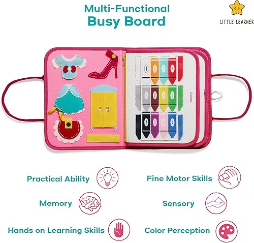 Miniatura 4 de Little Learner Montessori - Juguete de viaje de fieltro para niñas pequeñas y niñas de 3, 4, 5, 6 años, para vestirse, habilidades para la vida,