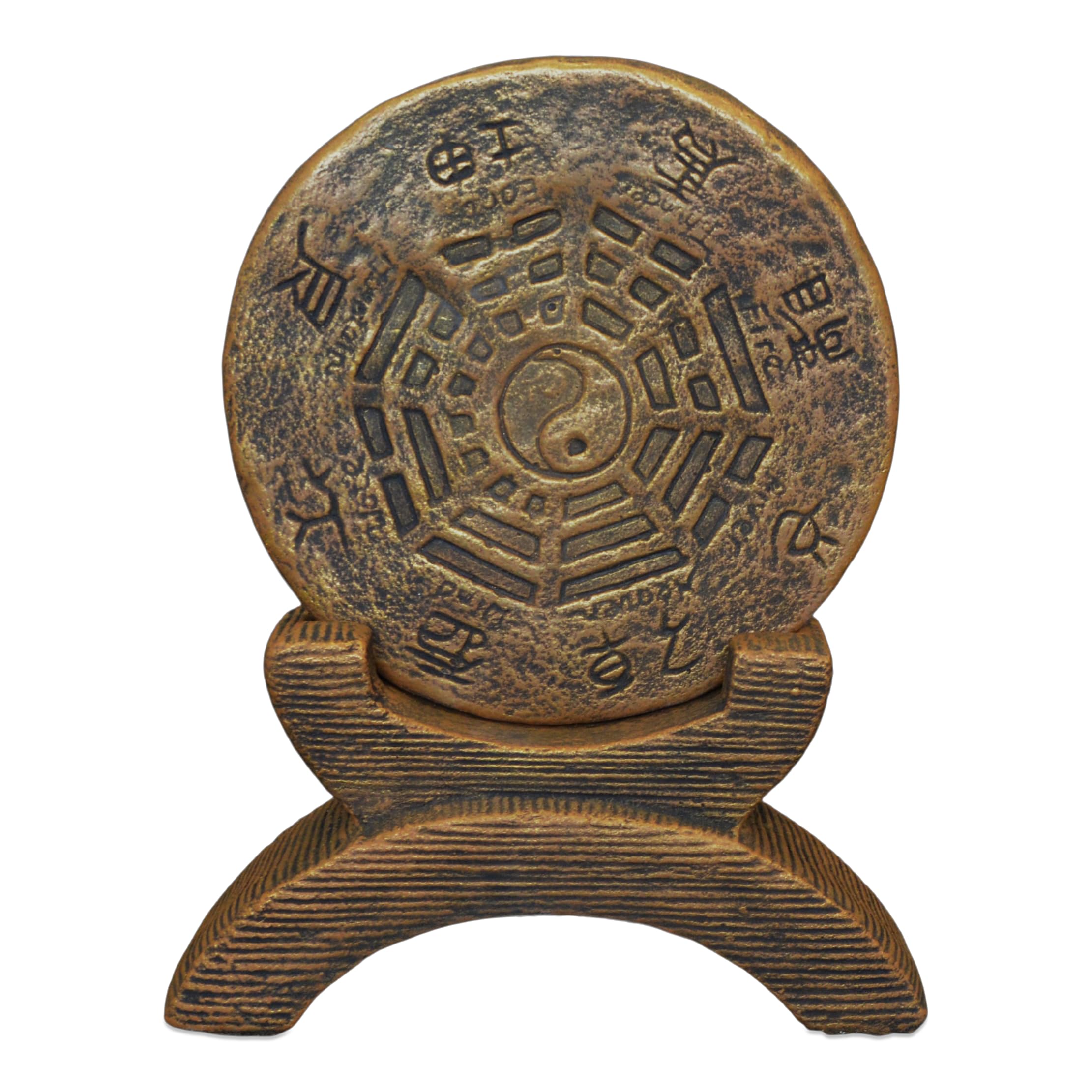 gartendekoparadies.de Chinese garden horoscope Yin and Yang, H. 47 cm, 13 kg, gold, frost-proof made of cast stone for outdoor use