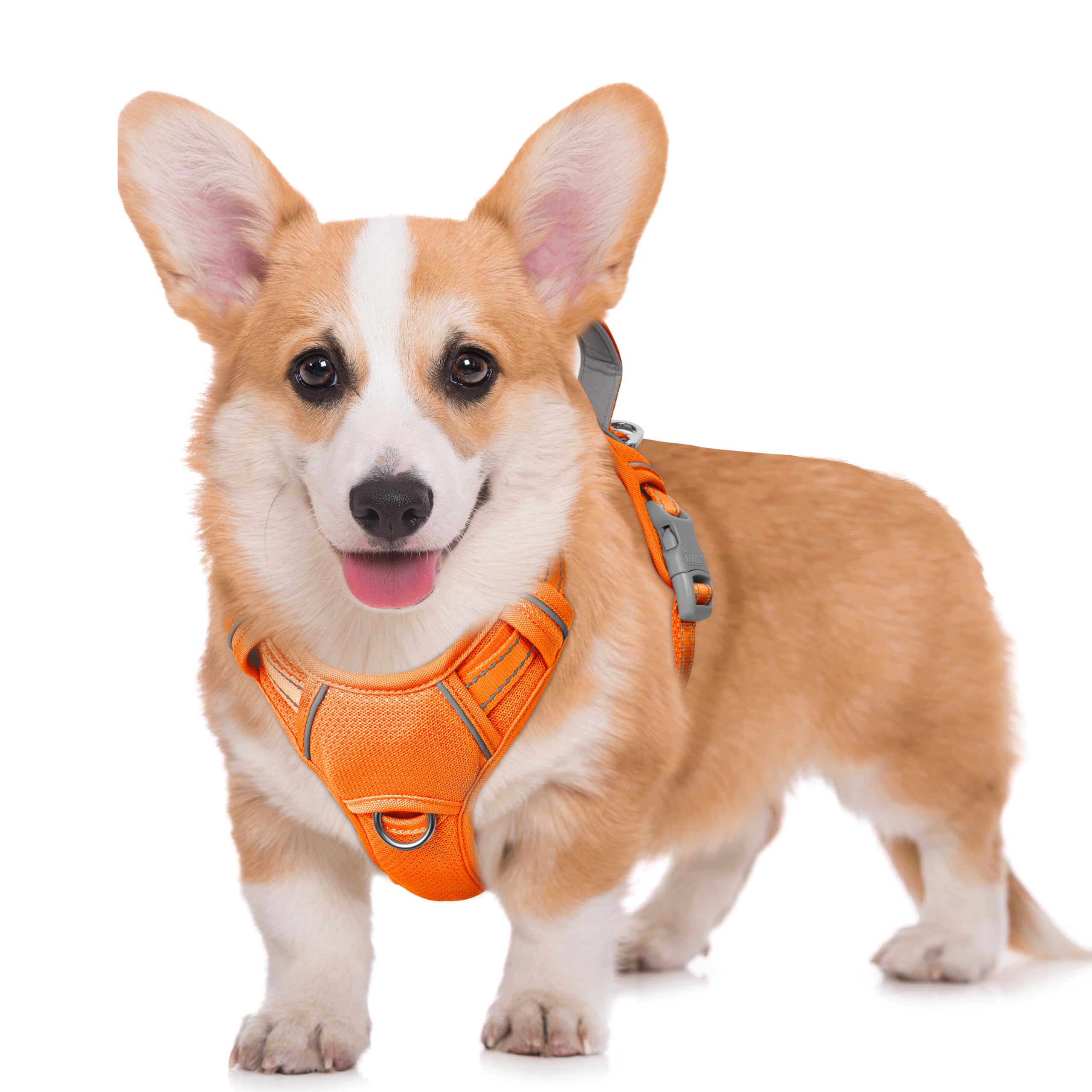 BARKBAY No Pull Dog Harness Large Reflective Dog Harness with Front Clip and Easy Control Handle for Walking Training Running with ID tag Pocket(