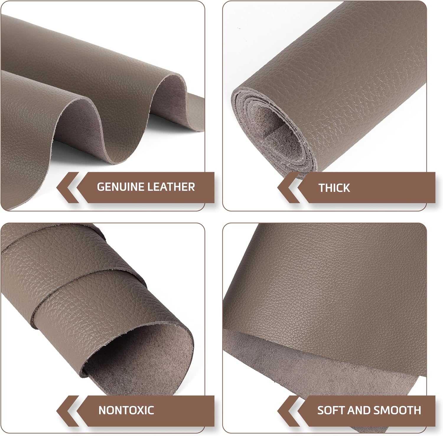 Shkira 24''X12'' Genuine Olive Gray Dotted Leather Sheets for Hobby Workshops - Tooling Square - 2.0MM Thick Genuine Top Full Grain Oil Tan - Thick Leather Pieces