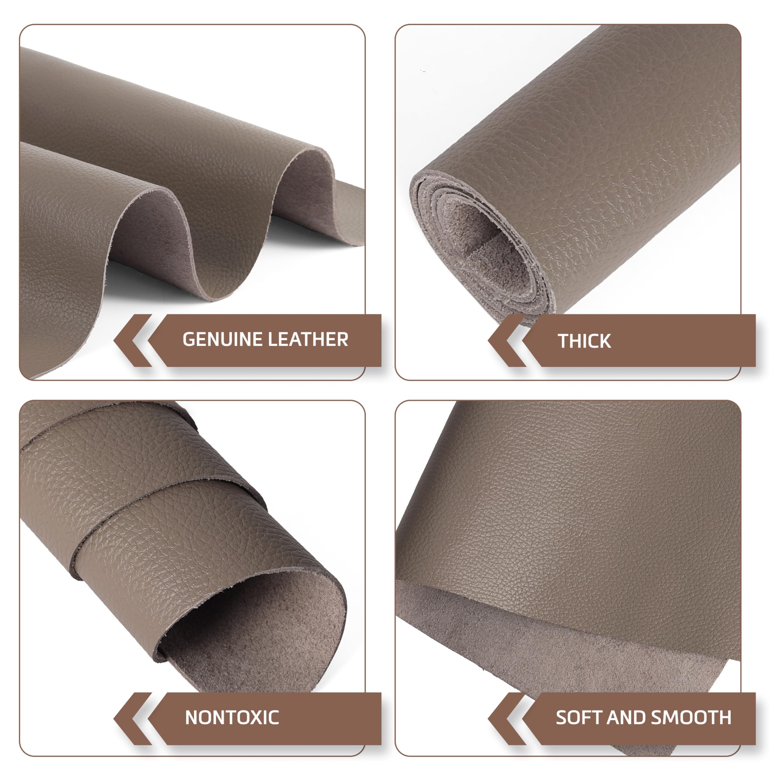 Shkira Hojas de cuero auténtico de 12 x 24 pulgadas de 2 mm para manualidades, cuero de vaca de grano natural, cuadrado de cuero de herramientas, textura gruesa de grano completo, cuero vacuno grueso