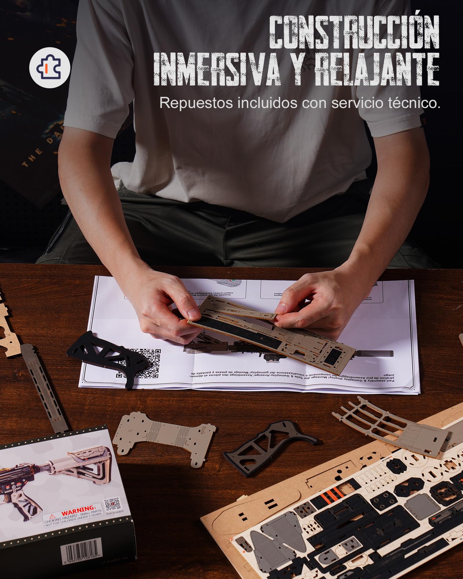 ROBOTIME Maqueta Mecánica Sci-Fi de Madera, 410 Piezas, LQB02 | Unas 7 horas de montaje, Sin pilas, Soporte trasero ajustable