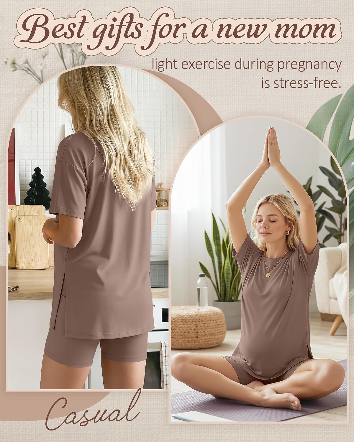 Women's Maternity Pajamas Sets 2 Piece Outfits Short Sleeve Shirts and Shorts Pregnancy Loungewear Pjs Mama Clothes