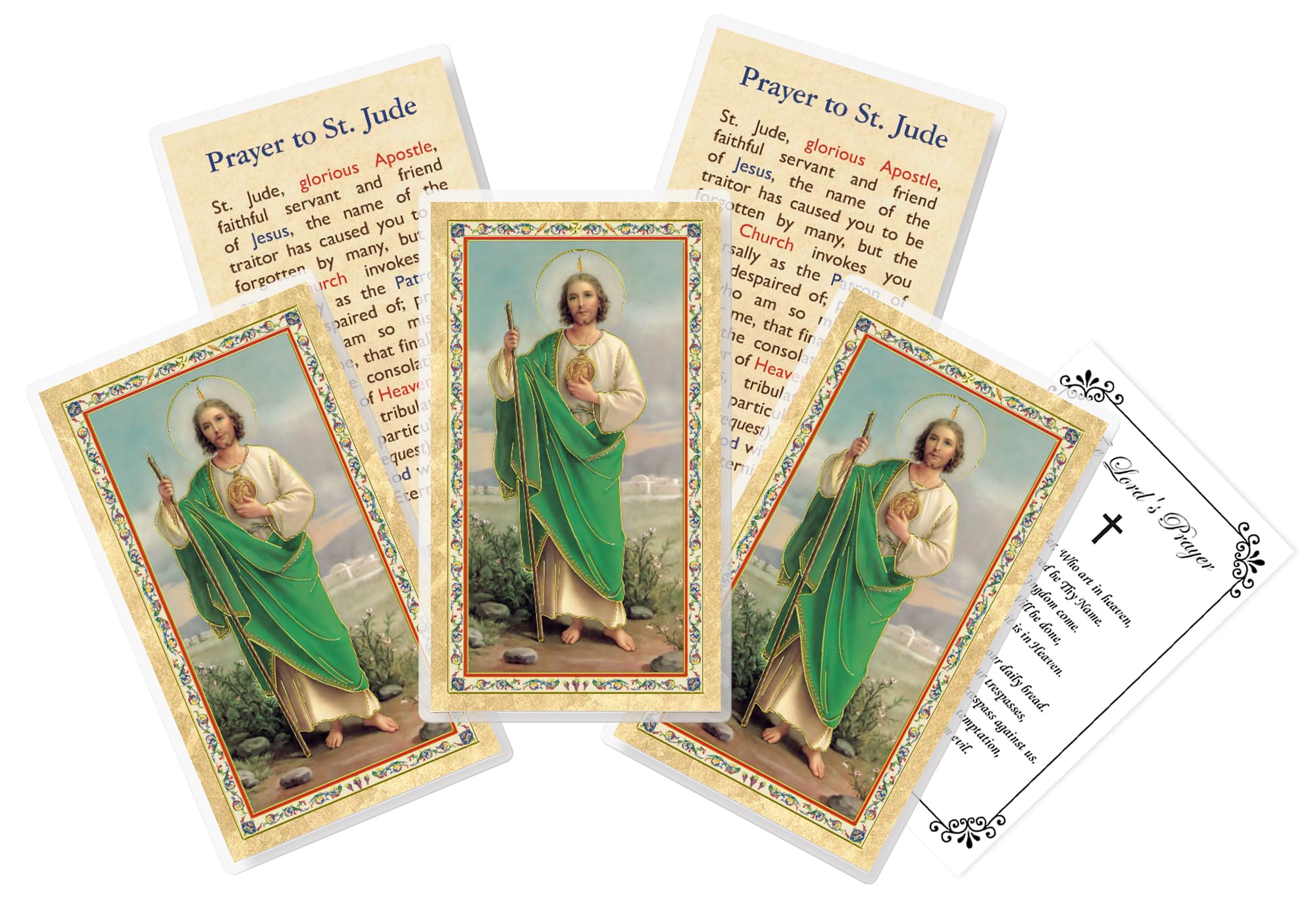 Trendzeen Saint Jude Prayer Card - with The Lord's Prayer - 5 Gold Stamped St Jude Card for Daily Devotion - Patron Saint of Hope and Impossible