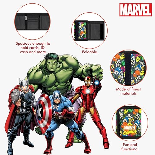 Miniatura 3 de Marvel Cartera plegable para niños de Spider-Man con Vengadores, Maravilla (Marvel), Talla única, Portátil, duradero, mochila, plegable, encaje