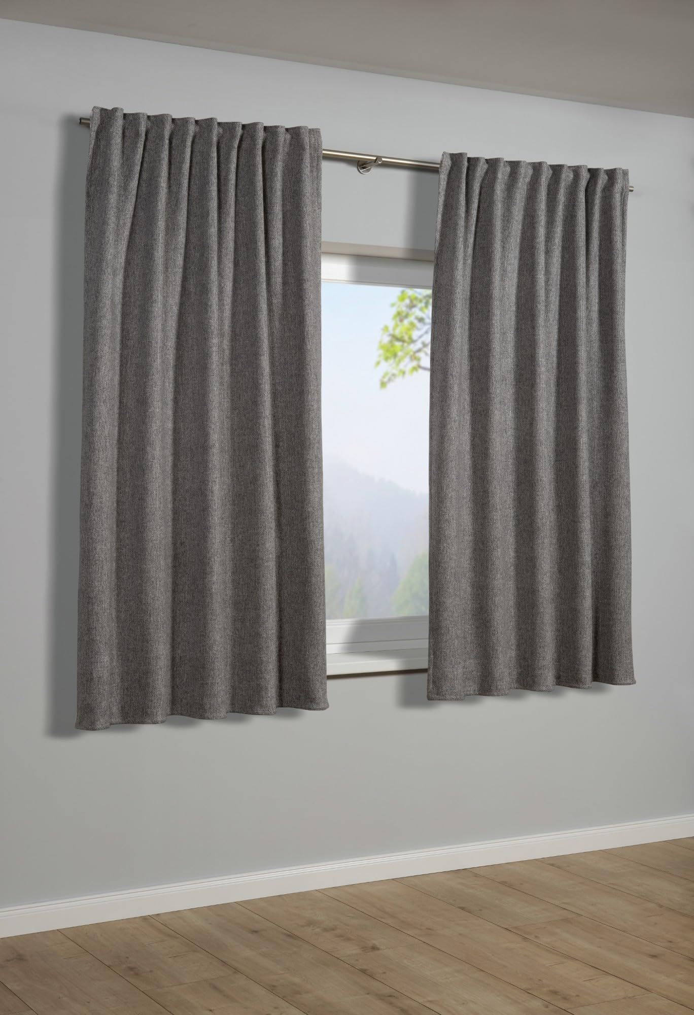 Sehlbach Fertiggardine mit Gardinenband, Dimout Polarfleece, Anthrazit, 130 x 245 cm Gardinen, Energiesparend Im Winter, Wärmeabweisend Im Sommer, Blickdicht, Einfache Befestigung