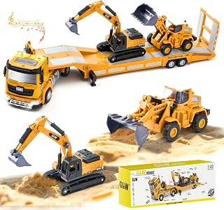 Cantiere Giocattolo Bambini, Camion Carrier di Piccole Auto con Escavatore Bulldozer, Carrier Veicolo, Camion Demolitore Bambino, Giochi Auto Ragazzo per Ragazzo 3 4 5 6 7 Anni