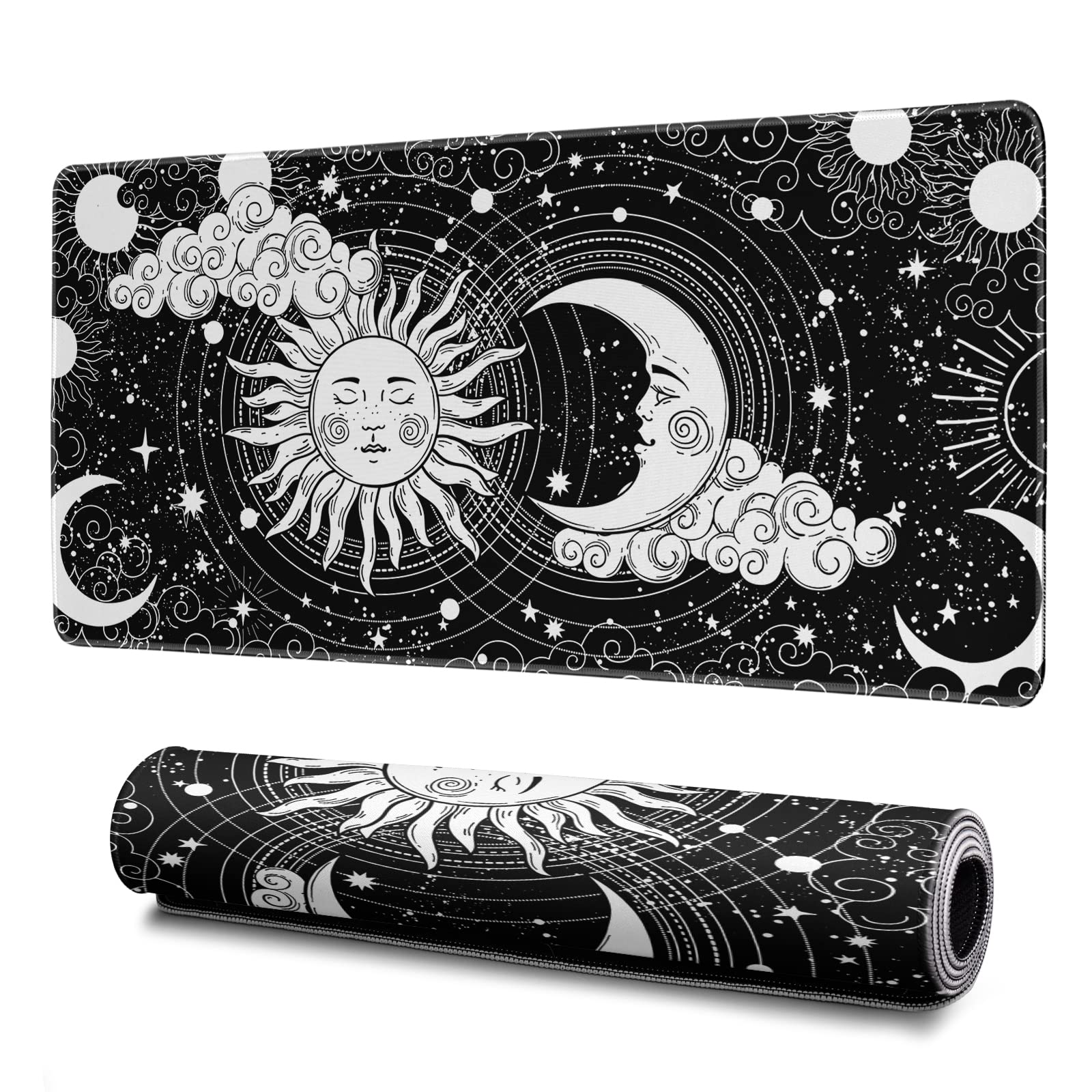 Magic Astrology Extended Big Mouse Pad Large, Gaming Mouse Pad Desk Pad,31.5x11.8 Inch Long Computer Keyboard Mouse Mat Black Mousepad with 3mm