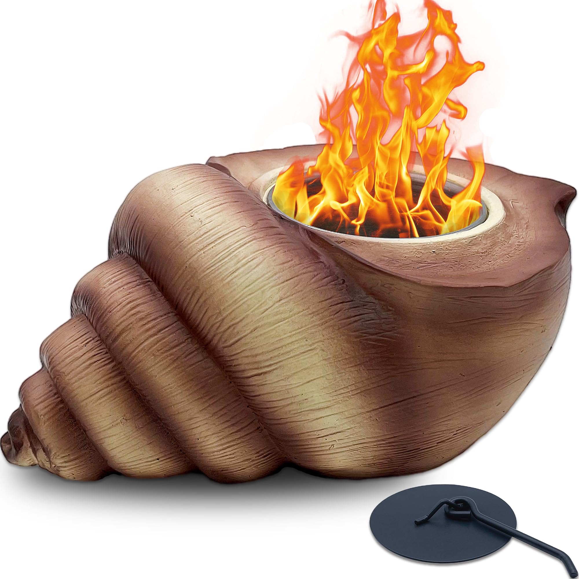 SISETOPConch Shaped Tabletop Fire Pit, Portable Table Top Fire Pit Bowl, Indoor Table Top Firepit, Smores Fire Pit Table Top Fireplace, Concrete Tabletop Firepits Smore Maker (Brown)