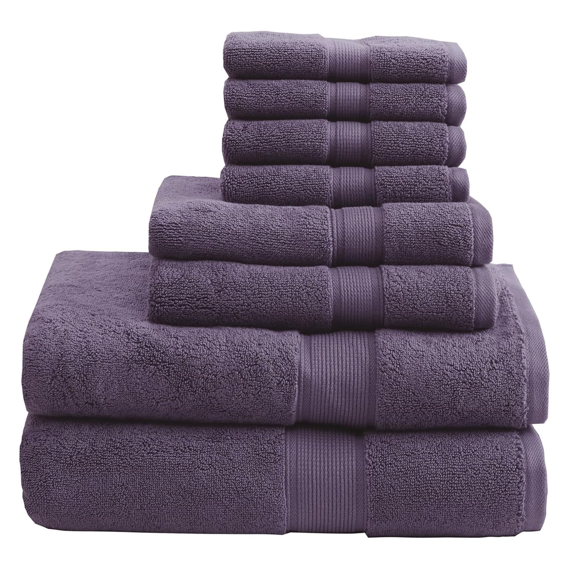 Madison Park 800GSM Bathroom Towel Set of 8 100% Cotton Bath Towel Set for Bathroom Luxurious Highly Absorbent 2 Bath Towels 2 Hand Towels 4 Washcloths Quick Dry Spa Quality Purple