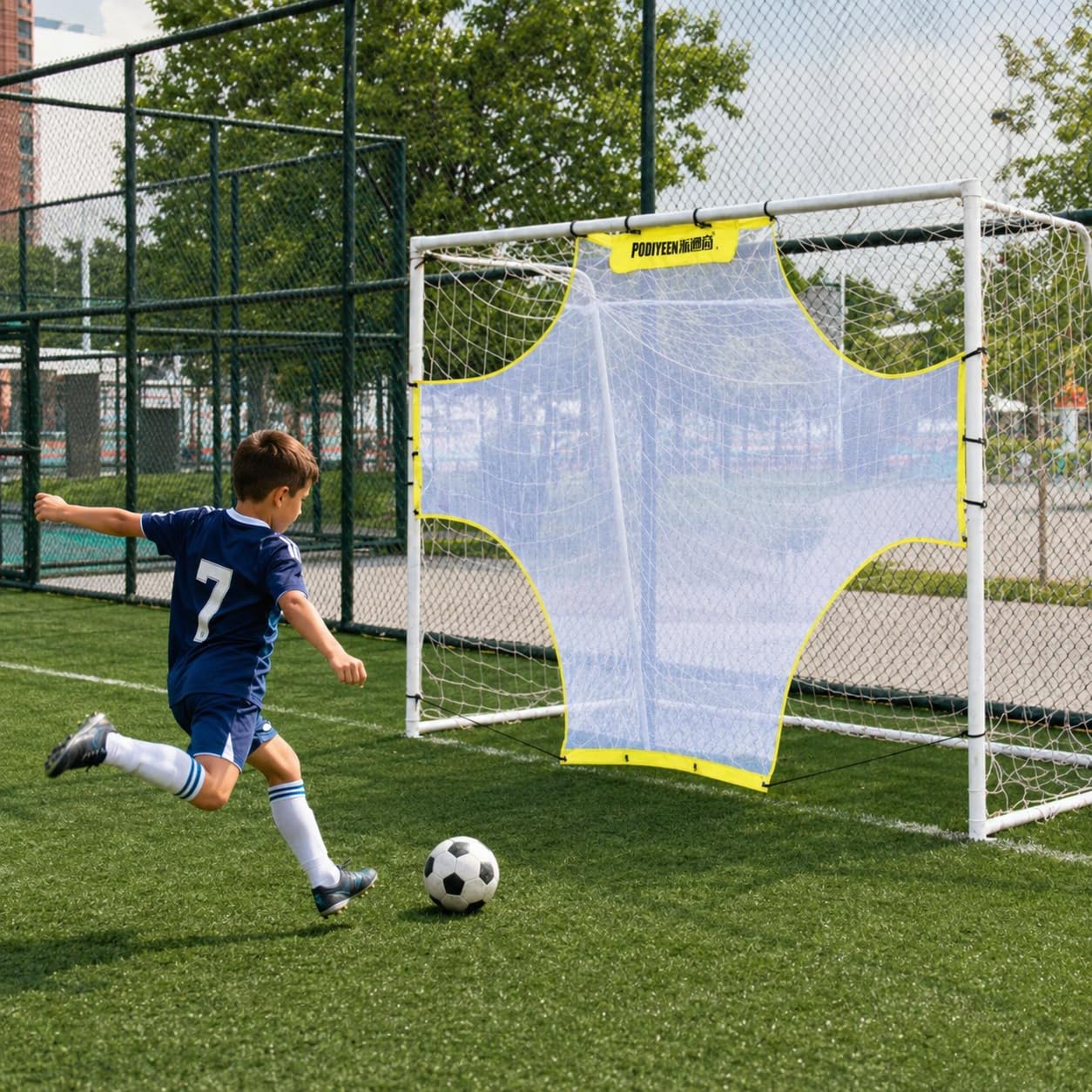 Fußball Trainingszubehör Torwand, Robustes Polyester Zielnetz für Schießgenauigkeit, faltbar, tragbar – perfekt für Vereine und Jugendspieler