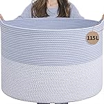 INDRESSME 115L Extra Large Rope Basket, Organizing Storage for Nursery Living Room Home Dcor., Decorative Woven Laundry Basket, Towel, Gift Baskets, Blue