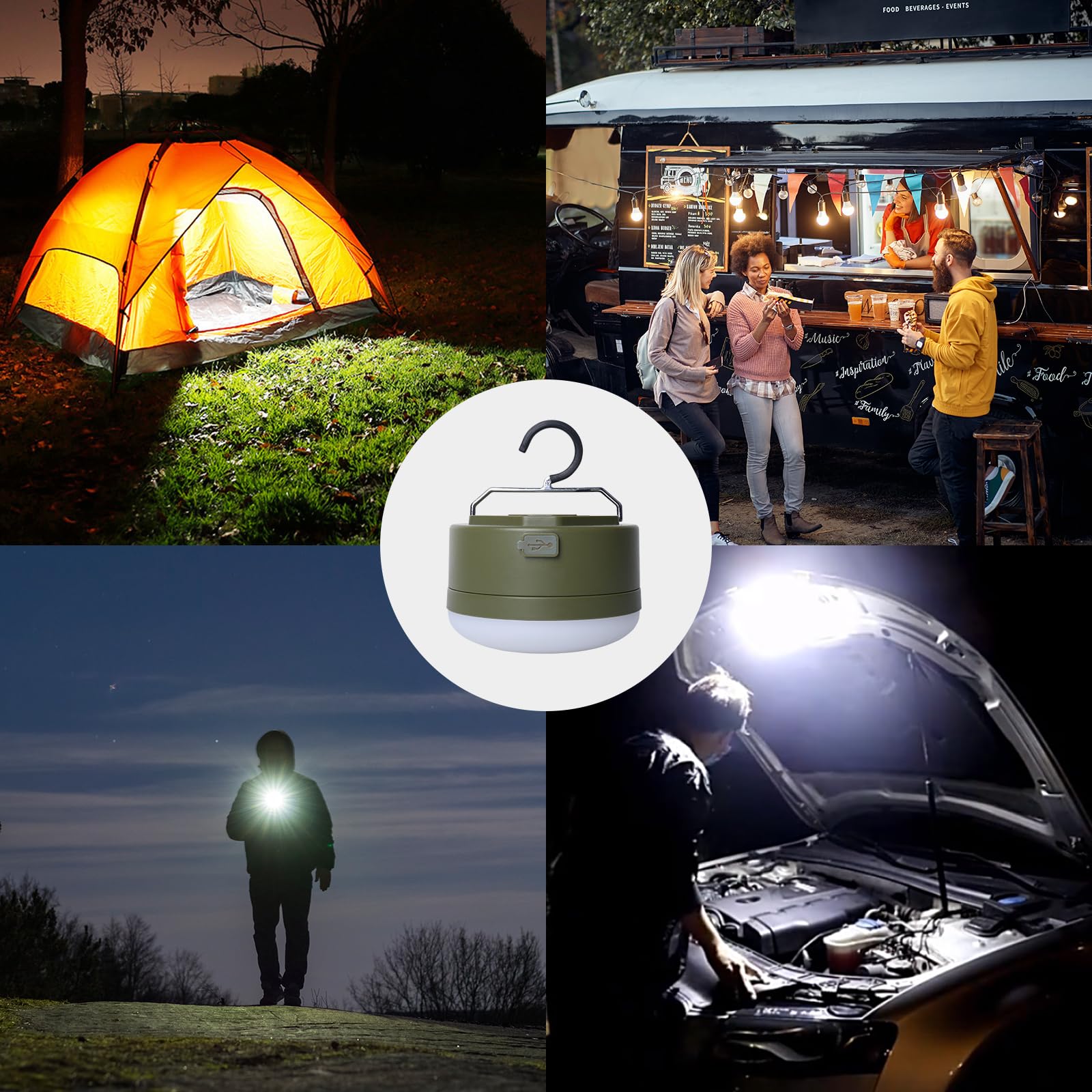 Lanterna da campeggio ricaricabile a LED da 1000 lm, impermeabile IPX5, con 4 modalità e power bank, 3000 mAh, luce esterna portatile per campeggio, escursionismo, emergenze, uso domestico