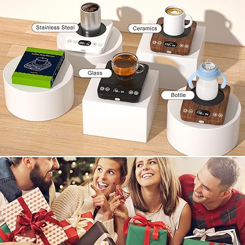 Miniatura 5 de Calentador de taza de café, calentador de café para escritorio con 9 ajustes de temperatura, temporizador de 9 horas, plato calentador de café