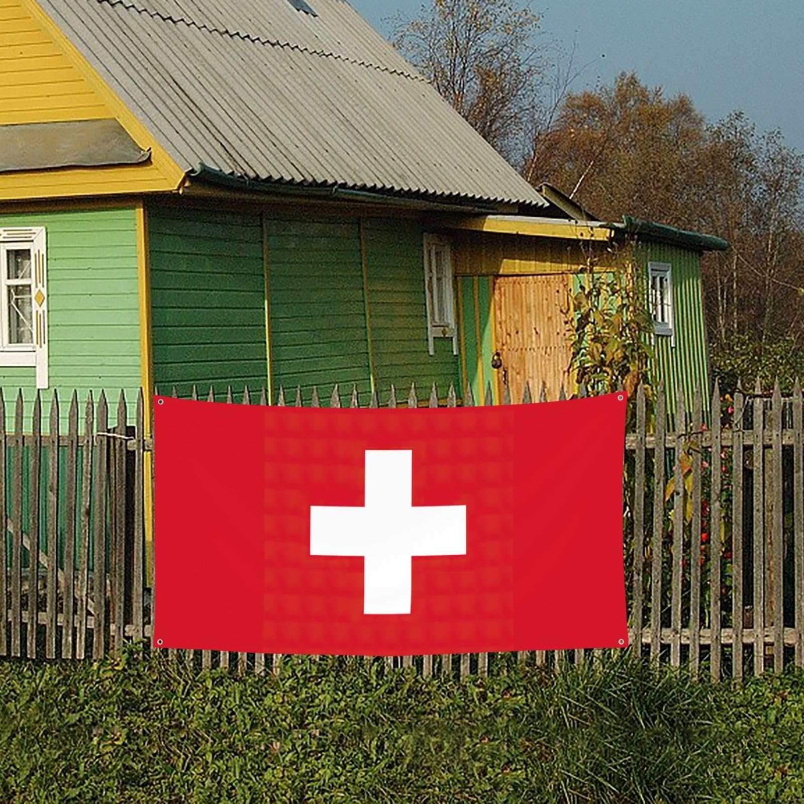 Bandera suiza para decoración de fiesta, divertida pancarta de cumpleaños, adecuada para fiestas y eventos temáticos